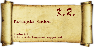 Kohajda Rados névjegykártya